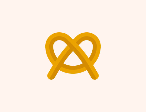 ilustraciones, imágenes clip art, dibujos animados e iconos de stock de icono vectorial de pretzel. símbolo de color plano de pretzel bávaro aislado - vector - pretzel sesame vector snack