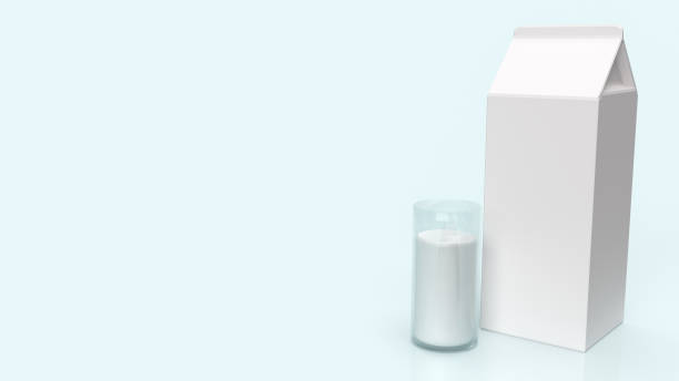 istock glass milk and milk box for food content 3d rendering. 1288567829