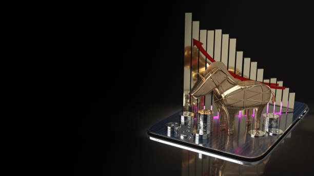 istock The gold unicorn and chart on tablet for start up business content 3d rendering. 1288567871