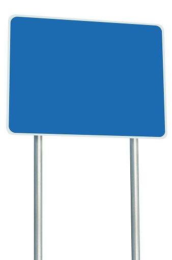 Empty Blue Post Sign Blank Empty Blue Road Sign Isolated Large Perspective Copy Space ...