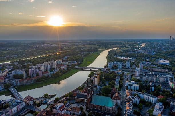 istock Drone view of Opole Old Town and Oder river. Poland, summer day. 1288569870