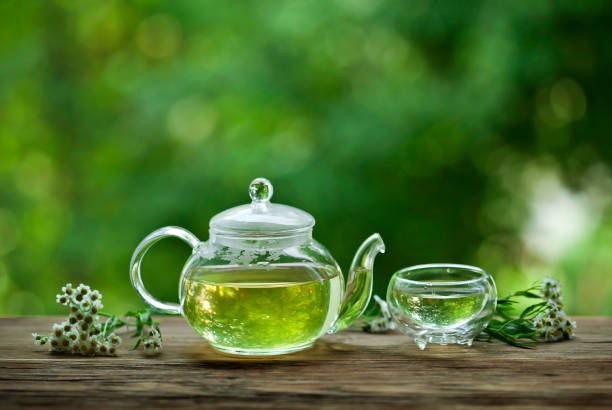 istock Herbal tea with achillea salicifolia flowers 1288572047