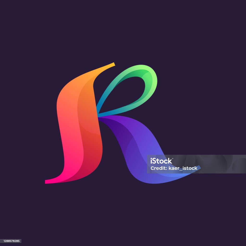 Vibrant Calligraphy K Letter Logo With Colorful Gradients Stock ...