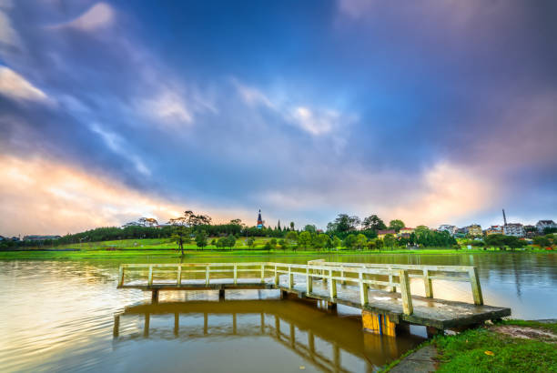 istock Dawn on love bridge overlooking the lake 1288579527