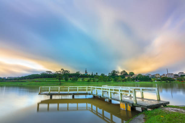 istock Dawn on love bridge overlooking the lake 1288580390