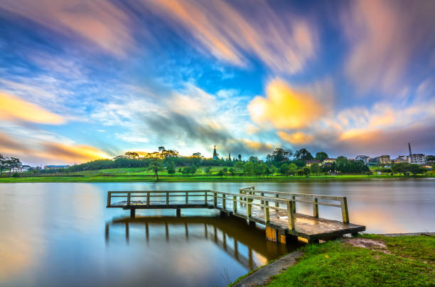 istock Dawn on love bridge overlooking the lake 1288580416