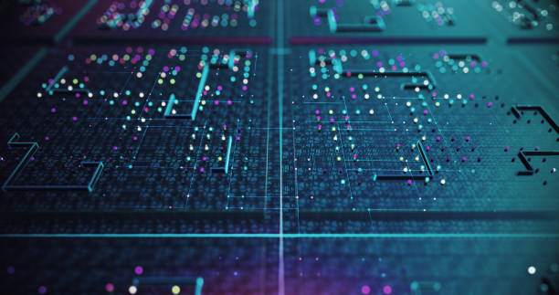 istock Close Up High Tech Circuit Board. Futuristic Technology. Artificial Intelligence. 3D Illustration Render 1288580626