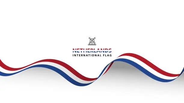 Vector illustration of Netherlands flag wave flowing flutter banner concept with white copy space background vector.