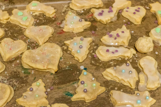 istock Decorated Christmas Cookies on Parchment Paper 1288582648