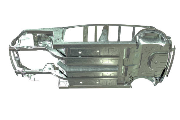istock 3D render of metallic car body frame isolated on white 1288582738
