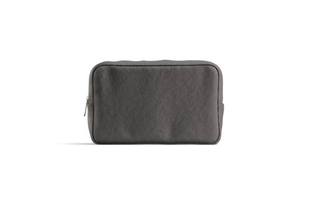 istock Blank black canvas cosmetic bag mockup, front view 1288585312