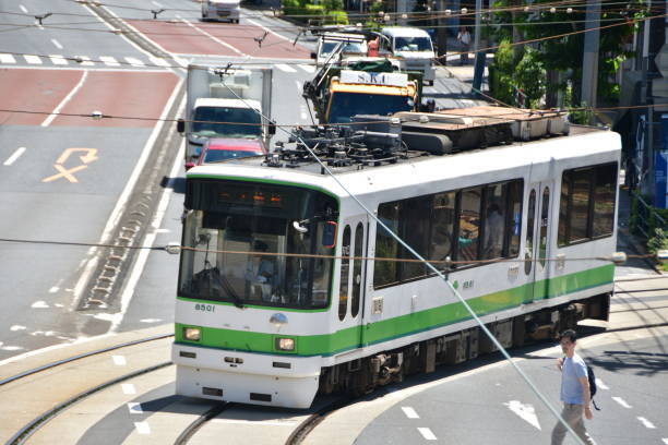 Toei tram running in Arakawa-ku, Tokyo