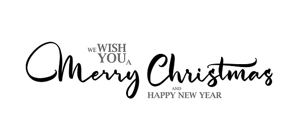 Vector illustration: Elegant lettering type composition of Wish You a Merry Christmas on white background.