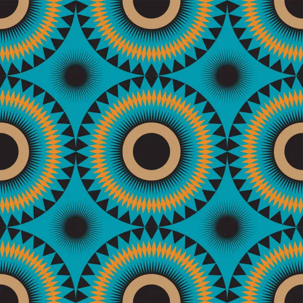 Vector illustration of African Design Zigzag Circles in Colour