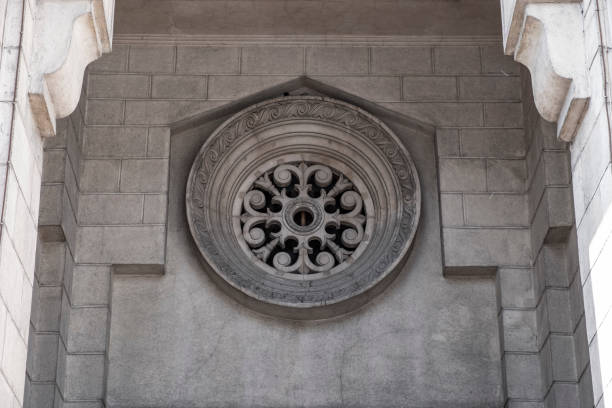 istock Decorative round element of facade building.