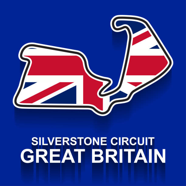 영국 그랑프리 레이스 트랙 포뮬러 1 또는 f1 깃발 - grand prix stock illustrations