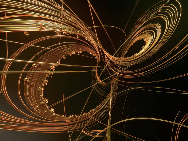 istock Weave luxury gold lines with shiny beads. Astract composition. 3d rendering 1288601980