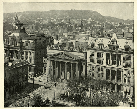 Antique photograph of Montreal and Mount Royal, Canada, 19th Century