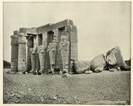 Antique photograph of the ancient ruins of Thebes, Egypt, 19th Century