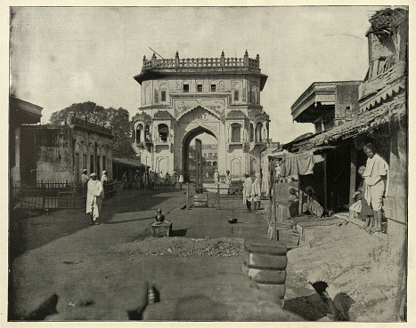 Antique photograph of the Gate to Lucknow, India, 19th Century