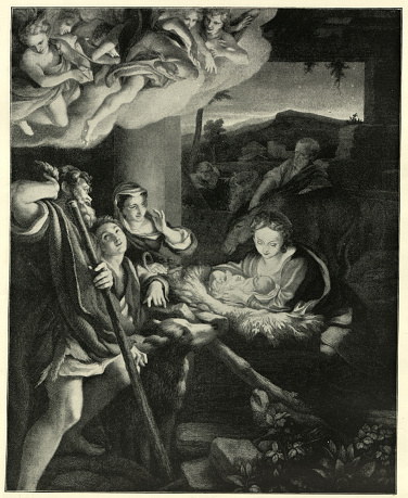 Antique photograph of The Holy Night by Correggio, 19th Century