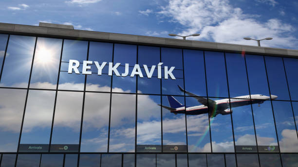 istock Plane landing in Reykjavik Iceland 1288605562