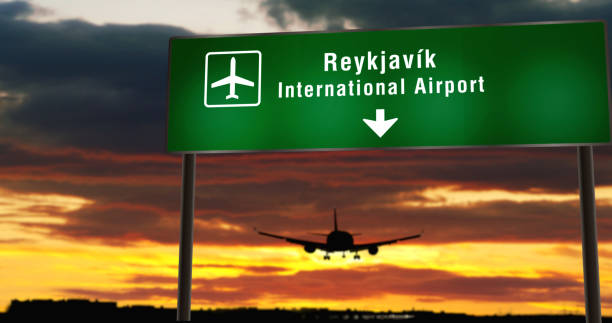 istock Plane landing in Reykjavik Iceland 1288605590