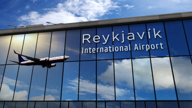 istock Plane landing in Reykjavik Iceland 1288605636