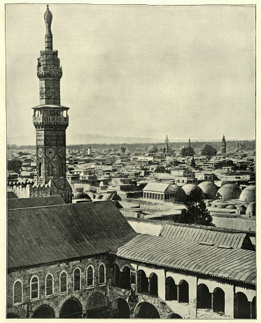 Antique photograph of Cityscape of Damascus, Syria, 19th Century