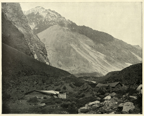Antique photograph of the Pass of Uspallata, Andes Mountains, Argentina, South America, 19th Century
