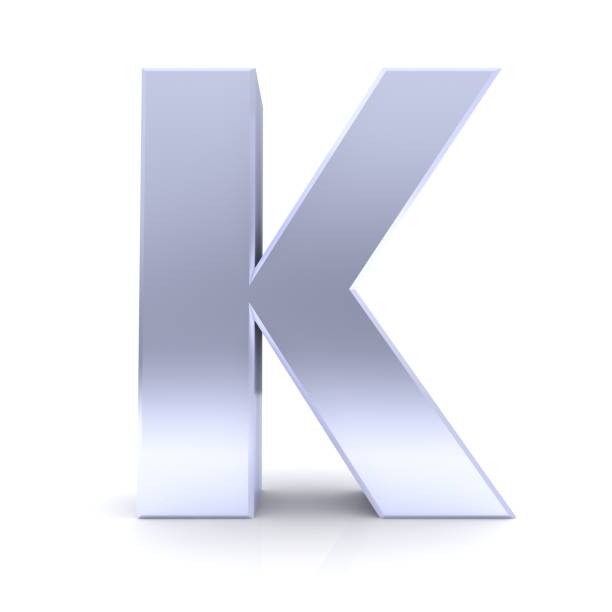 K letter silver sign 3d alphabet text capital letter