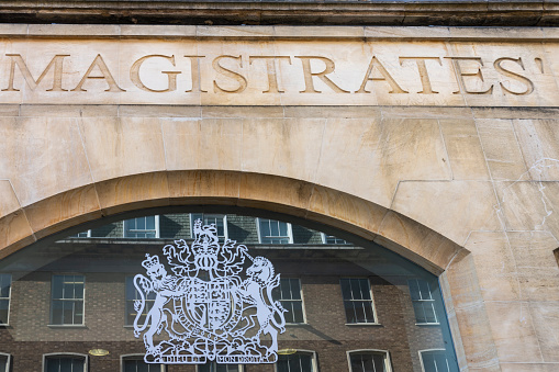 Cambridge Magistrate's Court, this in the centre of Cambridge, Cambridgeshire, England, UK. This is a Victorian building where lower level crimes are tried.