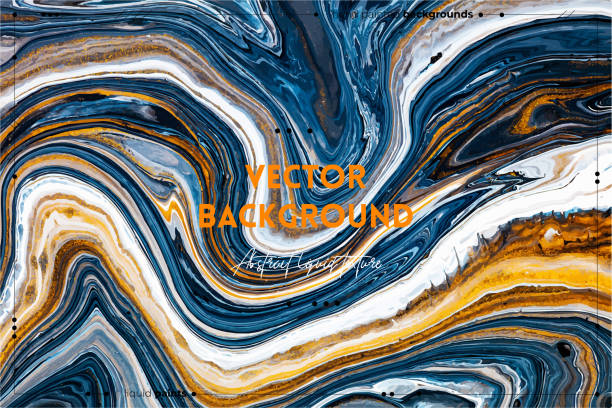 istock Fluid art texture. Abstract background with iridescent paint effect. Liquid acrylic picture that flows and splashes. Mixed paints for background or poster. White, blue and golden overflowing colors. 1288610442