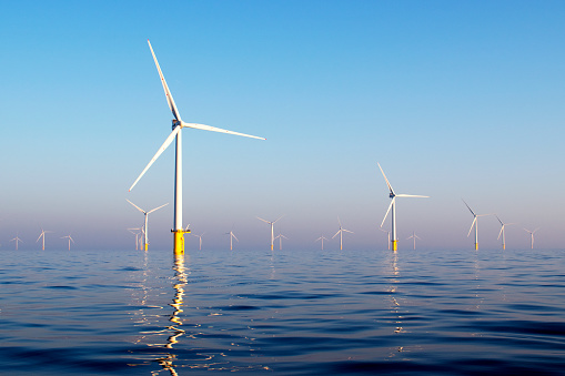 Wind turbines in the sea in Italy