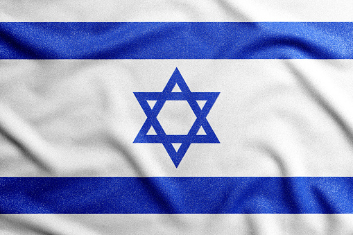 National flag of the Israel. The main symbol of an independent country. An attribute of the large size of a democratic state.
