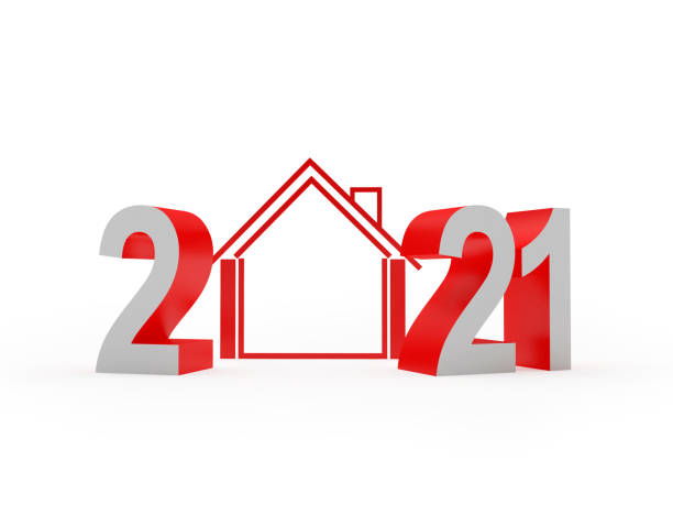 istock Number 2021 with red blank house symbol 1288615518