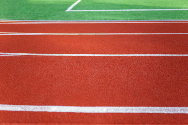 istock Lines on the stadium running track 1288618501