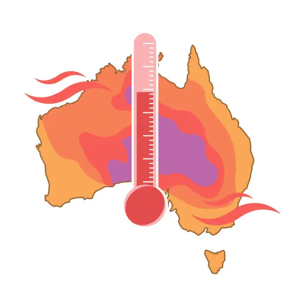 Vector illustration of Heatwave condition in Australia.