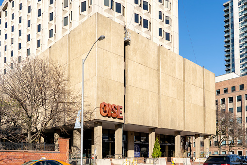 Toronto, Canada - November 20, 2020: The OISE building is seen in Toronto Ontario Institute for Studies in Education of the University of Toronto (OISE/UT) is a Public teachers' college.