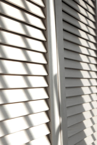 Contrasting shadows on louvered doors