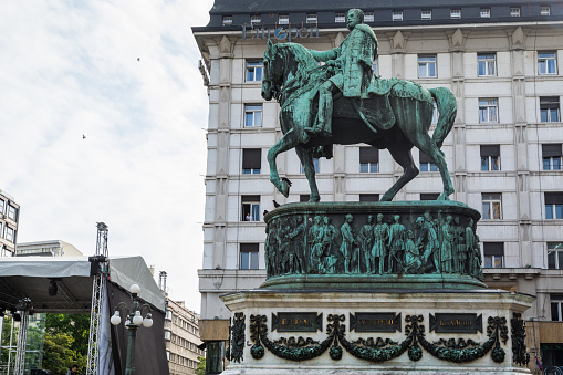 Statue of Prince Mihailo at Square of the Republic in Belgrade, Serbia.