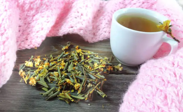 medicinal herb  sagan daila and healing tea , selective focus