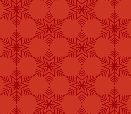 Christmas red seamless pattern with snowflakes