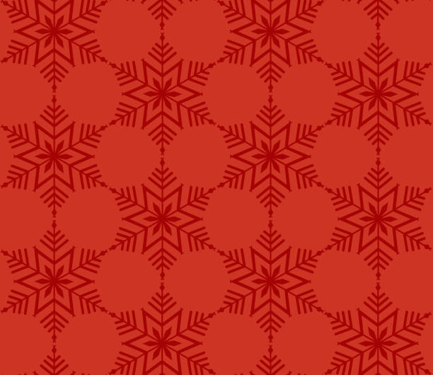 Christmas red seamless pattern Christmas red seamless pattern with snowflakes wrapping paper stock illustrations