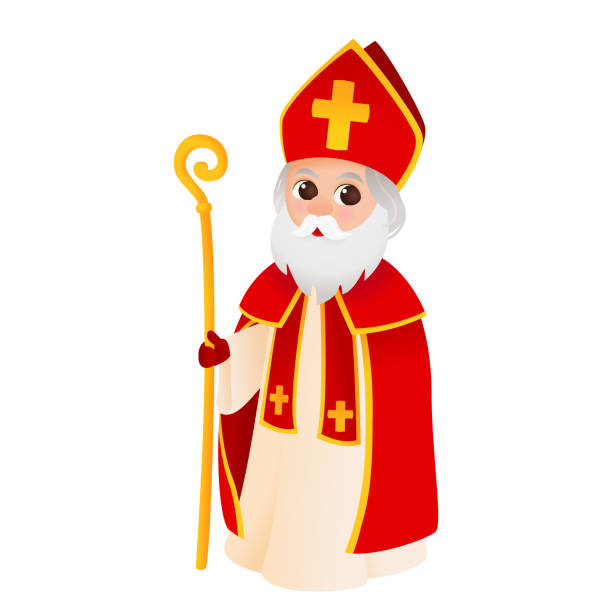 Cartoon Saint Nicholas Saint Nicholas cartoon character isolated vector bishop clergy stock illustrations