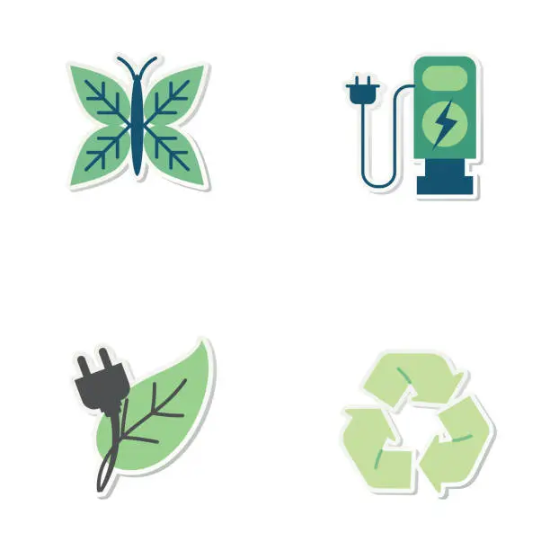 Vector illustration of Environmental Icon Sticker Set