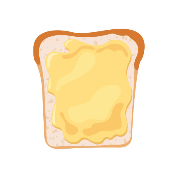 vektor weißbrot toast-symbol mit butter in flachem stil isoliert auf weiß. - loaf of bread bread portion 7 grain bread stock-grafiken, -clipart, -cartoons und -symbole