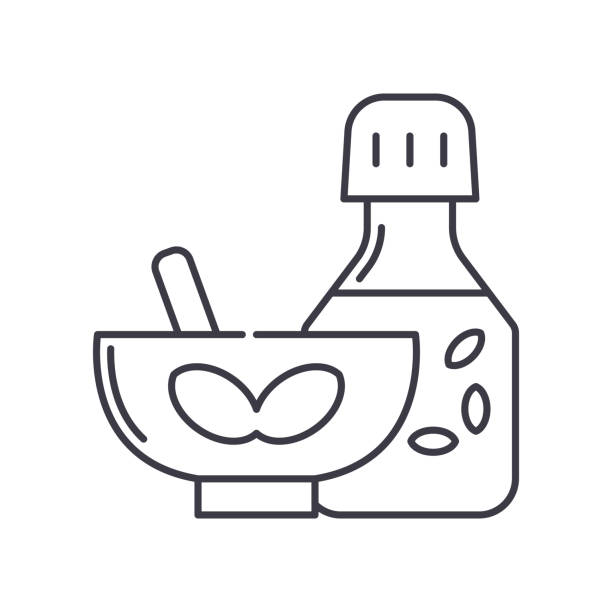 ikona ziół, liniowa izolowana ilustracja, wektor cienkiej linii, znak projektu strony internetowej, symbol konturu z edytowalnym obrysem na białym tle. - herb cooking garlic mint stock illustrations