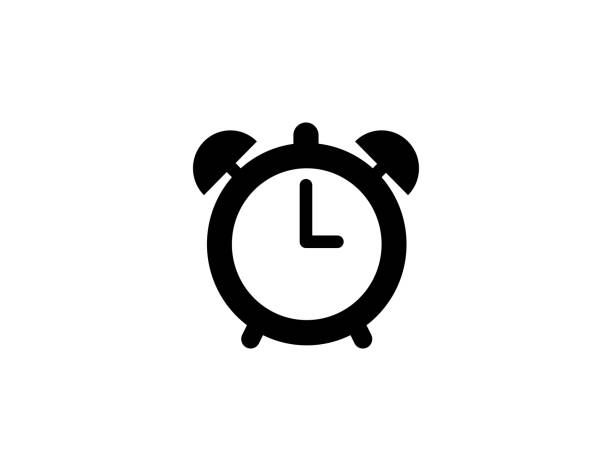 illustrations, cliparts, dessins animés et icônes de icône vectorielle de réveil. symbole noir d’alarme d’isolement - vecteur - white background color image alarm clock deadline