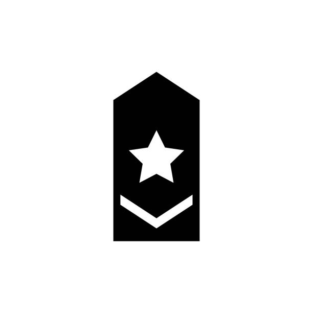 ilustrações de stock, clip art, desenhos animados e ícones de rank epaulette, military shoulder badge. flat vector icon illustration. simple black symbol on white background. rank epaulette, military shoulder sign design template for web and mobile ui element. - epaulettes